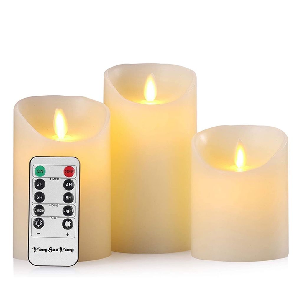LED Kerzen flammenlose Kerzen 4" 5" 6" Batterie Kerze Säulen mit Fernbedienung