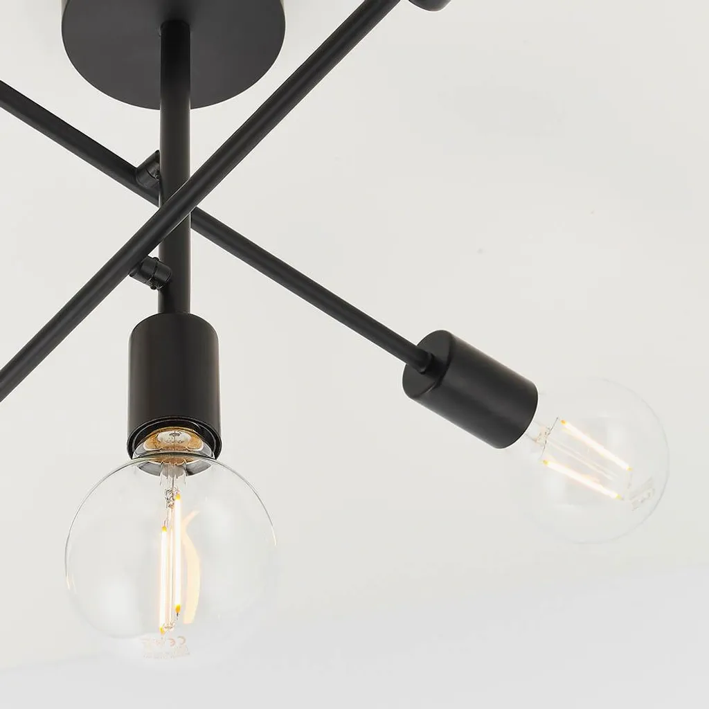 Plafonnier Métal Multi-bras 5 Lampes E27 40W Finition Studio Design - 8