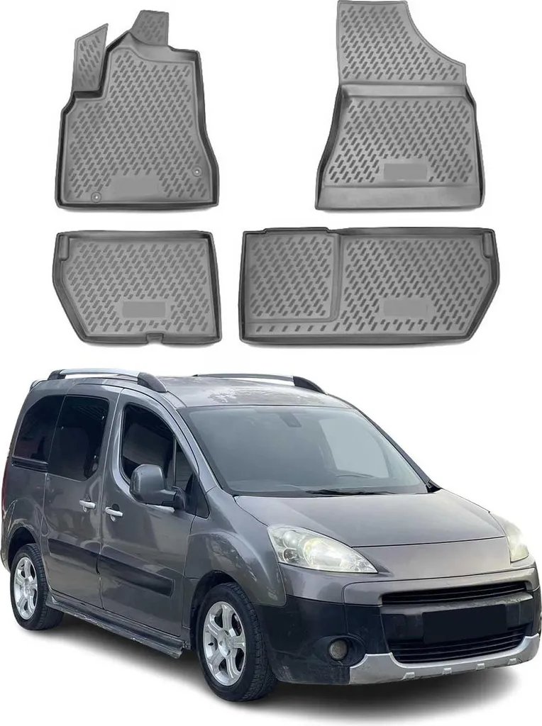 Tappetini Peugeot Partner 2008-2018 in TPE Grigio | Set 4 Pezzi Su Misura