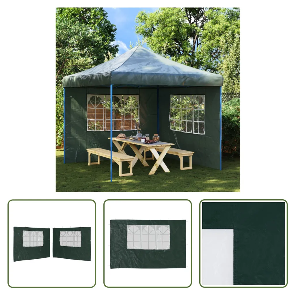 Parois latérales pour tonnelle de jardin anti-vent avec fenêtres Vert 2 p - 4