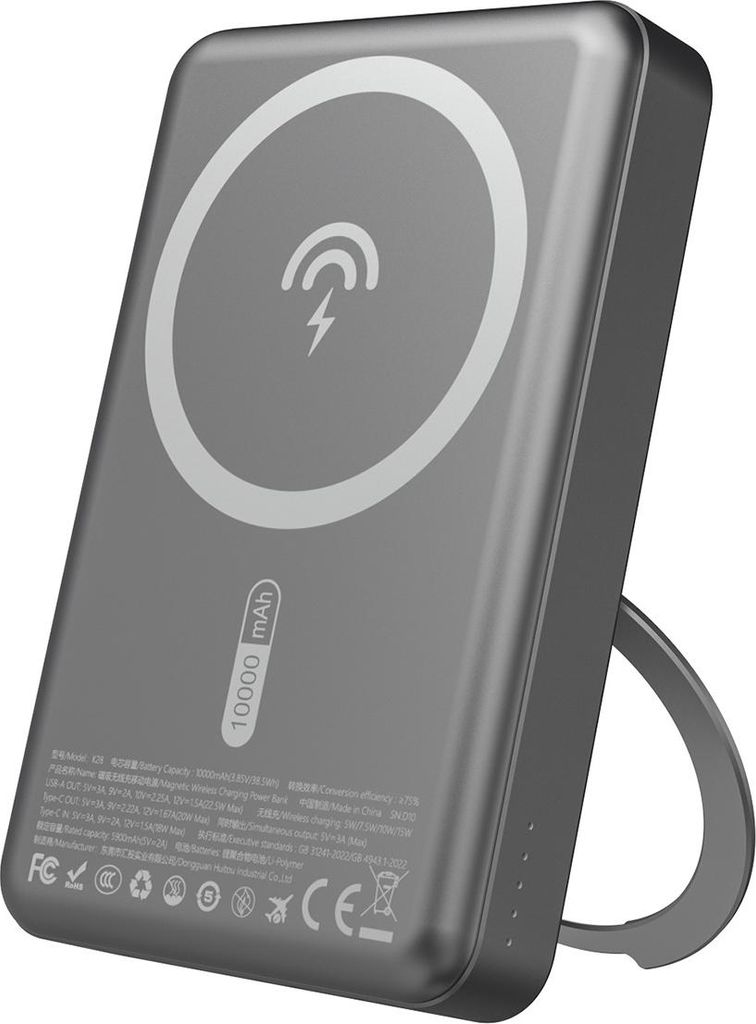 Powerbank Dudao K28 10000Mah Pd 22.5W Z Magsafe Z Metalową Obudową I Pierścieniem-Podstawką - Szary