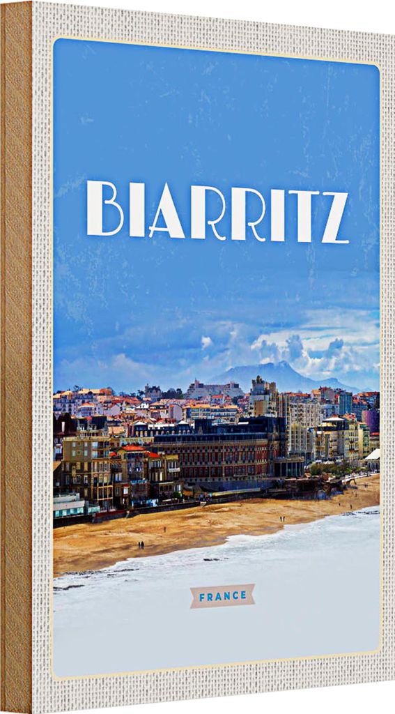 Holzschild Reise 20x30cm Biaritz France Reiseziel Urlaub
