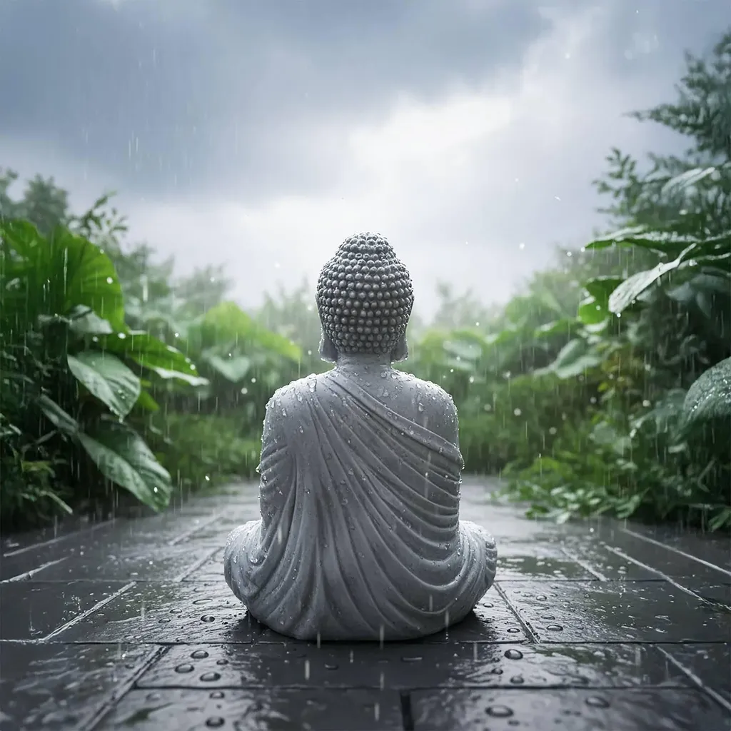 Statue de Bouddha 42 cm effet pierre naturelle résistante intempéries - 5