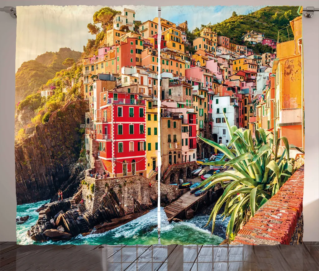 Rideau de Salon Multicolore Paysage Rustique Riomaggiore 280x225 cm