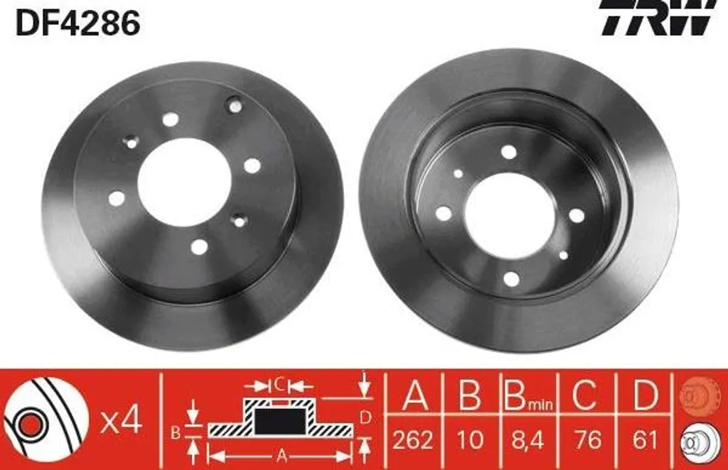 Disque de frein TRW DF4286 pour Matrix et Sonata OE 584113C000