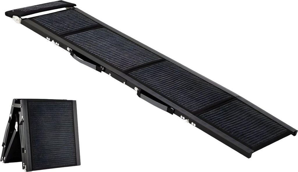 Hunderampe 160x50 cm – Faltbare Hundelaufplanke aus Aluminium – Rutschfest – Bis 120 kg – Für Auto, SUV, Sofa & Bett