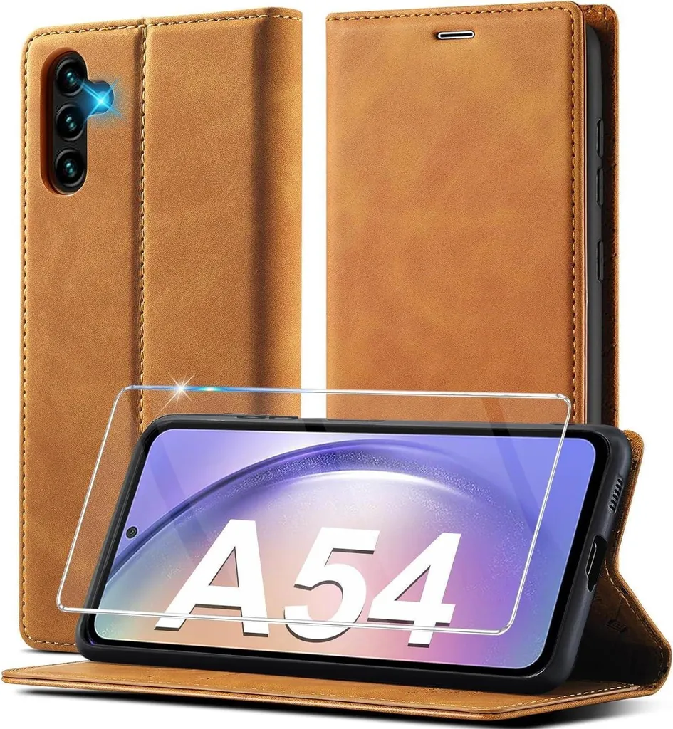 Étui Anti-Choc Samsung Galaxy A54 5G Protection Intégrale Cuir Brun