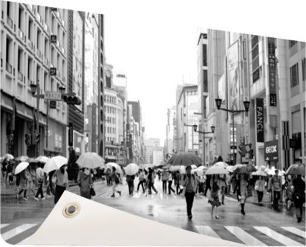 Gartenposter - 60x40 cm - Ginza im Regen Schwarz-Weiß-Foto - Modernes Wandbilder