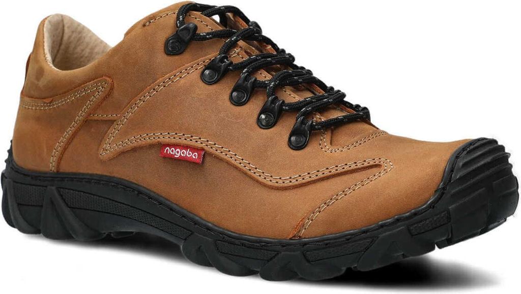 nagaba Wanderschuhe Herren Trekkingschuhe Herrenschuhe Echtleder, Braun, 42