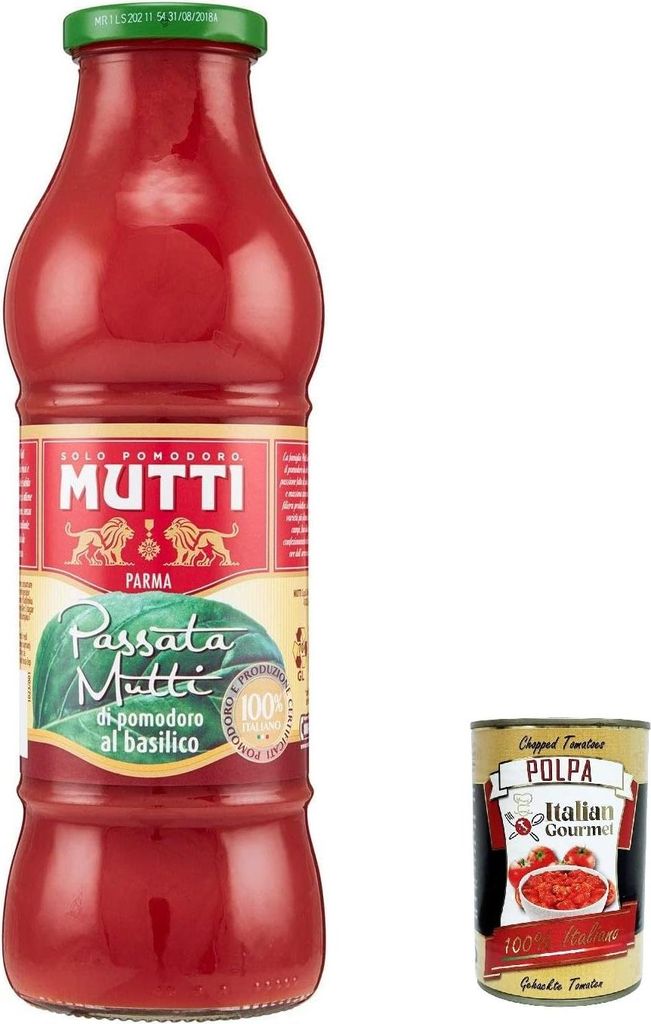18x Mutti Passata di Pomodoro con basilico, Tomatenpaste Tomaten sauce mit Basilikum 100% Italienisch 700g
