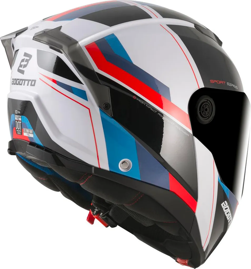 Casque Bogotto FF404 Ezion pliable taille XS noir mat blanc rouge bleu - 4