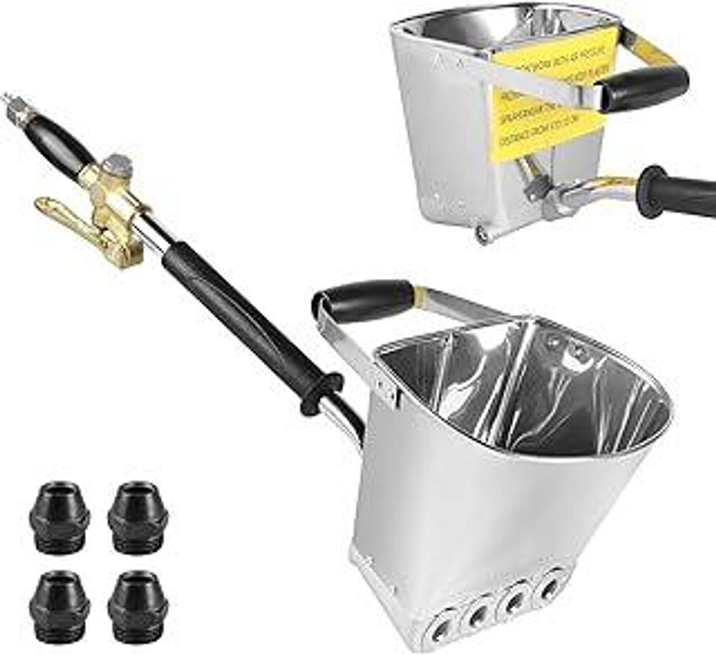 4 Jet Putzmaschine Verputzmaschine 3.5L Zementspritzpistole Alu-Legierung Pneumatische Zementmörtel Hopper Gun Putzwerfer für Wandbeschichtungen ...