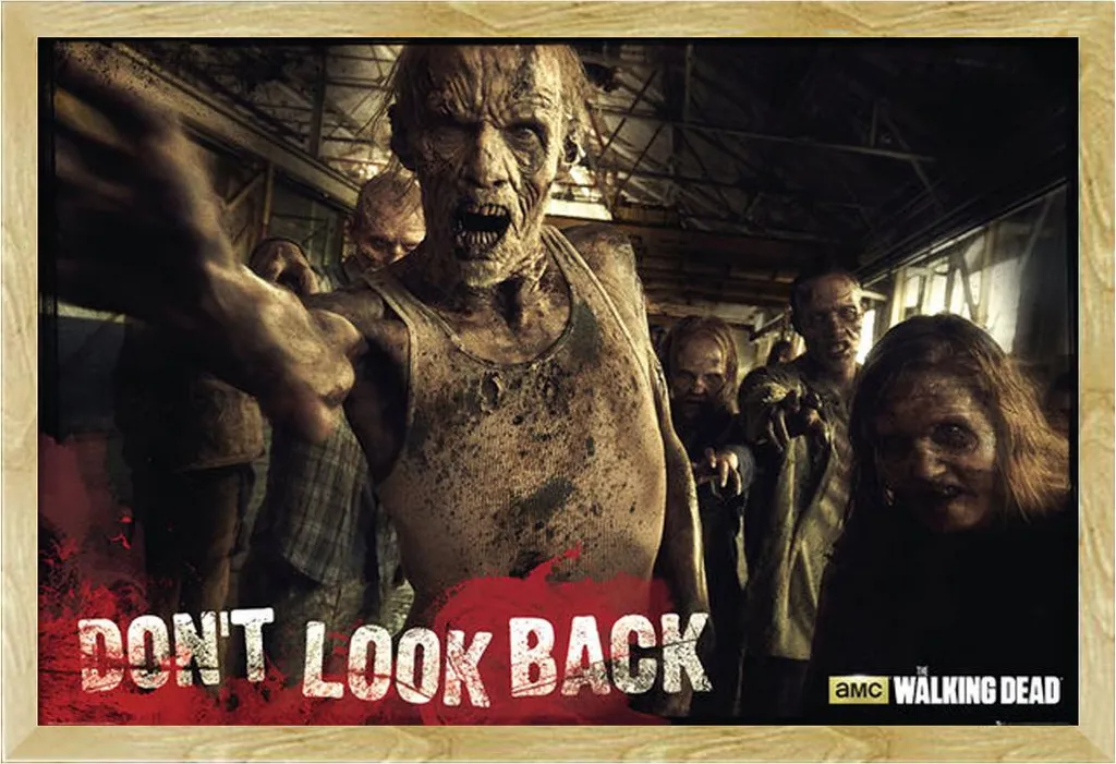 Walking Dead - Poster - Zombi + cornice rimovibile, Shinsuke® Maxi MDF faggio, disco acrilico