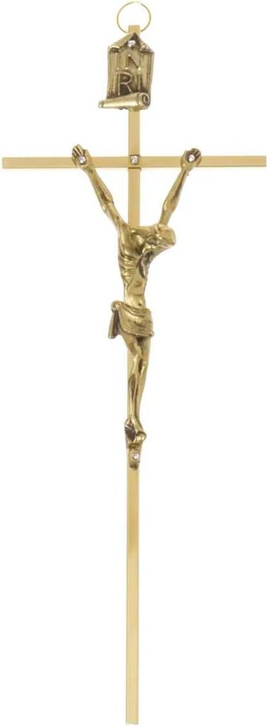 Messing, Gold Hängekreuz 8 x 21 cm