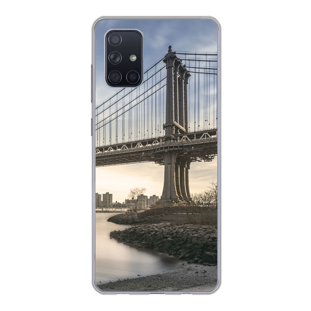 MuchoWow Handyhülle Schutzhülle Hülle für Samsung Galaxy A51 5G New York - Fluss - Brücke Silikon Softcase Handy Hülle - Abbildung