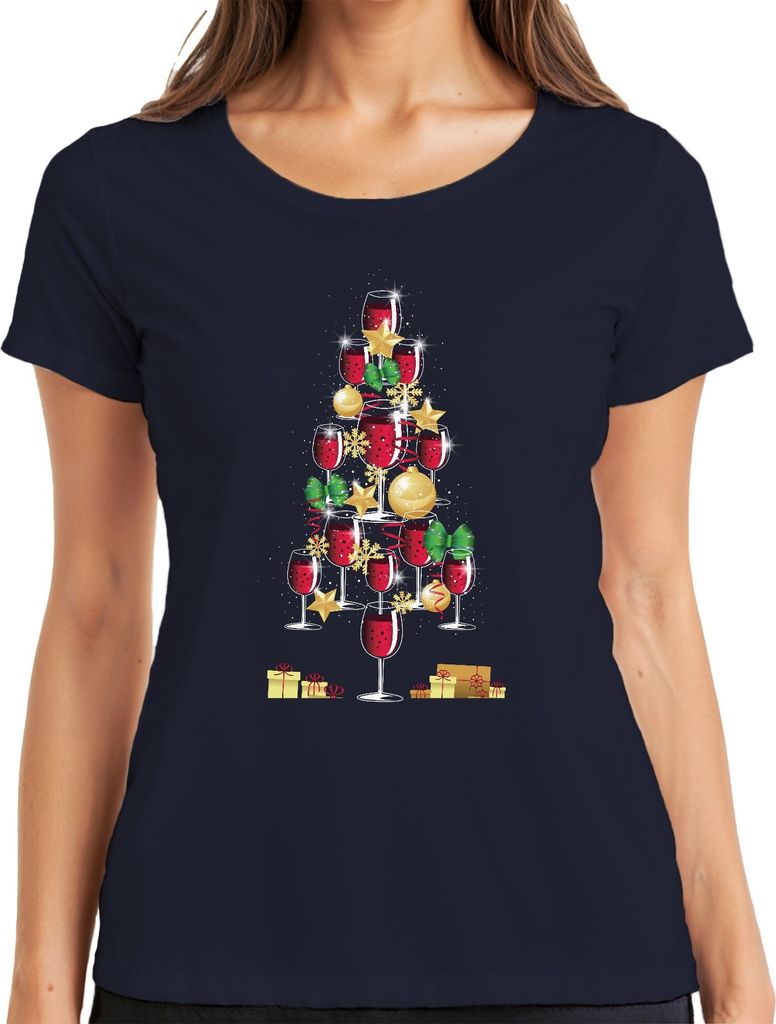 Wein Winzer Weinliebhaber - Weihnachten Weihnachtsgeschenk Christmas Damen T-Shirt, Navy, 3XL