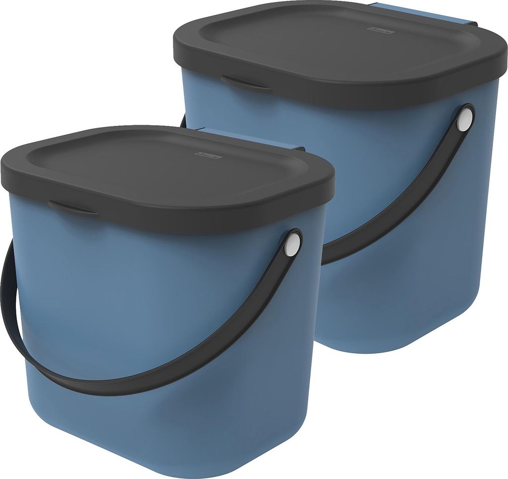 Rotho 2er-Set Mülltrennsystem 6L Albula - BiomMülleimer 23,5 x 20,0 x 20,8 cm - Mülleimer mit Deckel - Abfalleimer aus Kunststoff - Müllbehält...