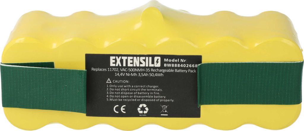 EXTENSILO Akku kompatibel mit iRobot Roomba 790, 800, 776p, 870, 785, 872, 871, 780, 776, 782, 866, 782E, 775 Pet Saugroboter (3500 mAh, 14,4 V, NiMH)