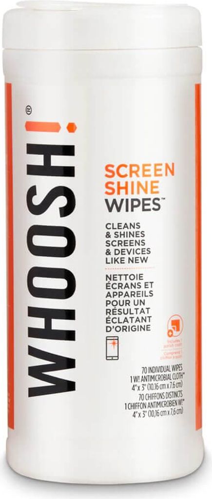 WHOOSH Screen Shine - Antimikrobielle Einweg-Bildschirmtücher, geeignet für jeden Bildschirm, entfernt Schmutz, Staub, Flecken, ungiftig 100% , R...