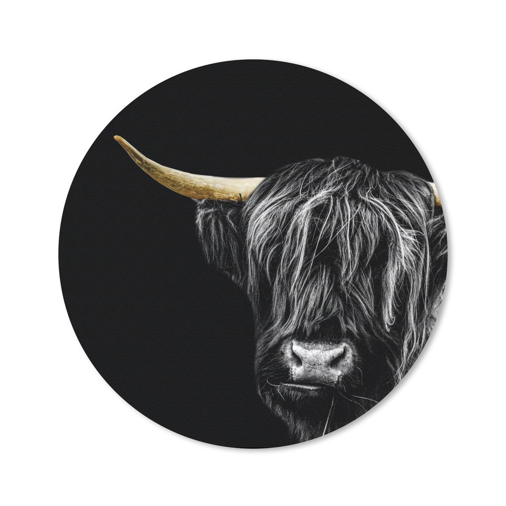 MuchoWow Mauspad Mousepad Schottischer Highlander - Goldene Hörner 20x20 cm - Mousepads - Maus Mat - Pad - Mausunterlage - Schreibtischmatte
