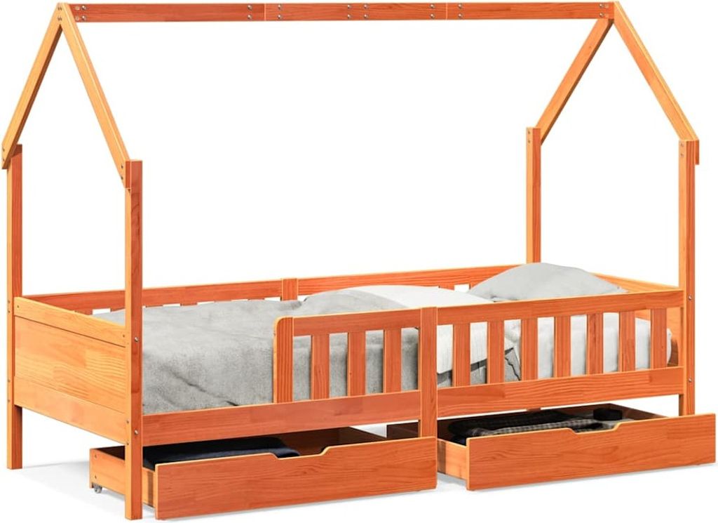 vidaXL Kinderbett mit Schubladen 90x200 cm Massivholz Kiefer