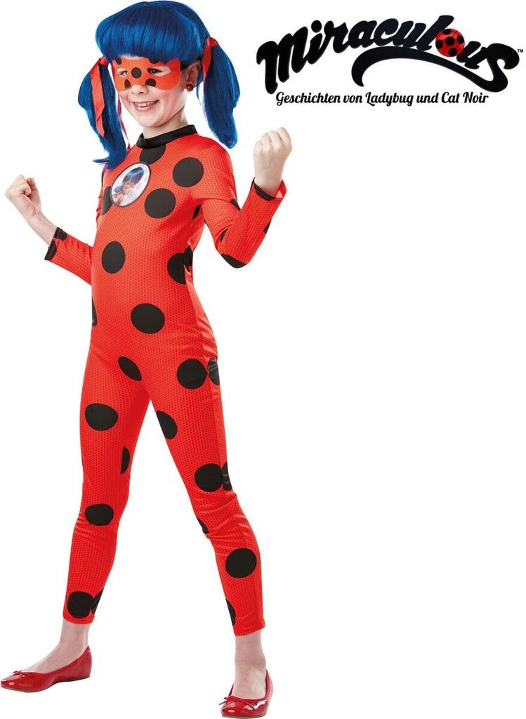 Ladybug-Kostüm für Kinder Overall mit Maske rot-schwarz Produktbild 1
