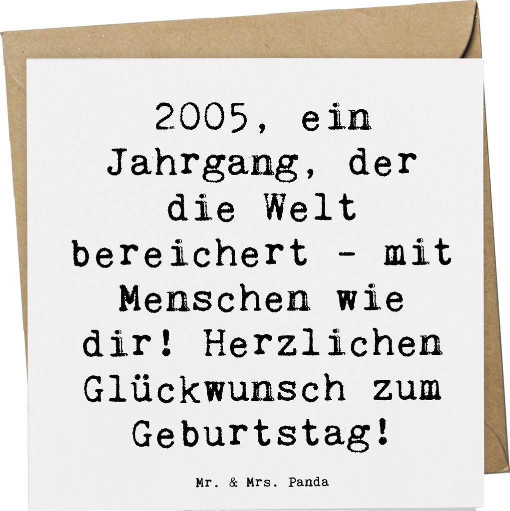 Mr. & Mrs. Panda Grußkarte Spruch 2005 Geburtstag - Weiß - Geschenk, Glückwunsch, anlasskarte, Klappkarte, Liebevoll gestaltete Geschenke, Alter...