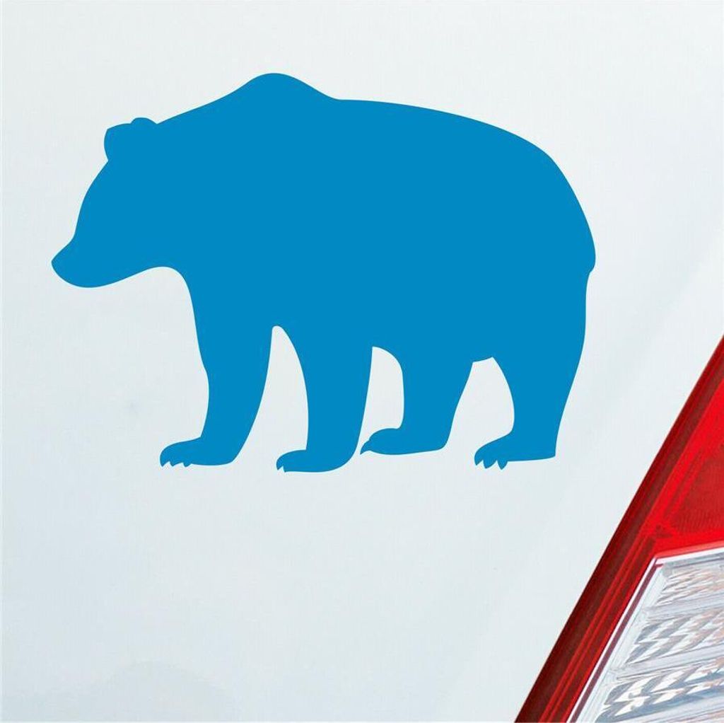 Auto Aufkleber Bär Bear Björn wildes Tier 9,7x7,1 cm Hellblau Sticker Heckscheibenaufkleber