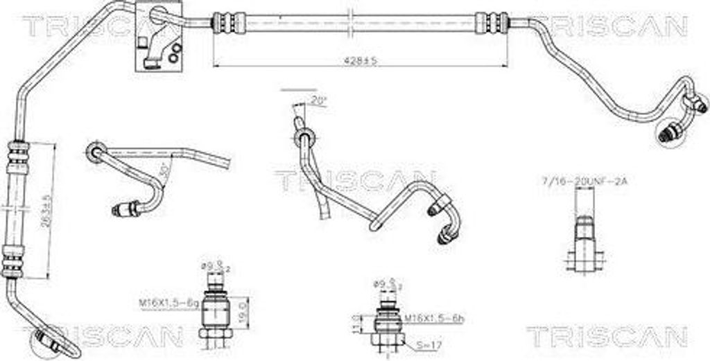 TRISCAN 8516 25002 Servoleitung für RENAULT MEGANE I (BA0/1) von Hydraulikpumpe nach Lenkgetriebe