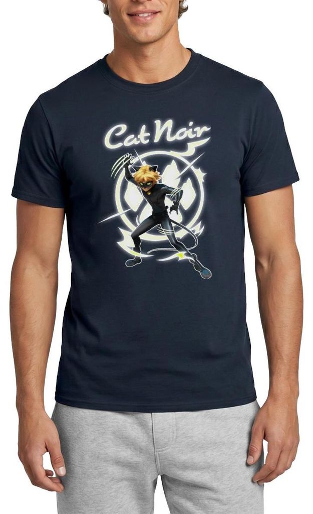 Spreadshirt Miraculous Cat Noir Adrien Superheld Männer T-Shirt, M, Navy