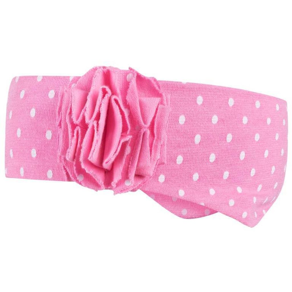 Stirnband Mädchen Baby Baumwolle Kinder Blume Punkte Frühling Herbst Übergang, Pink, Gr. 44/46