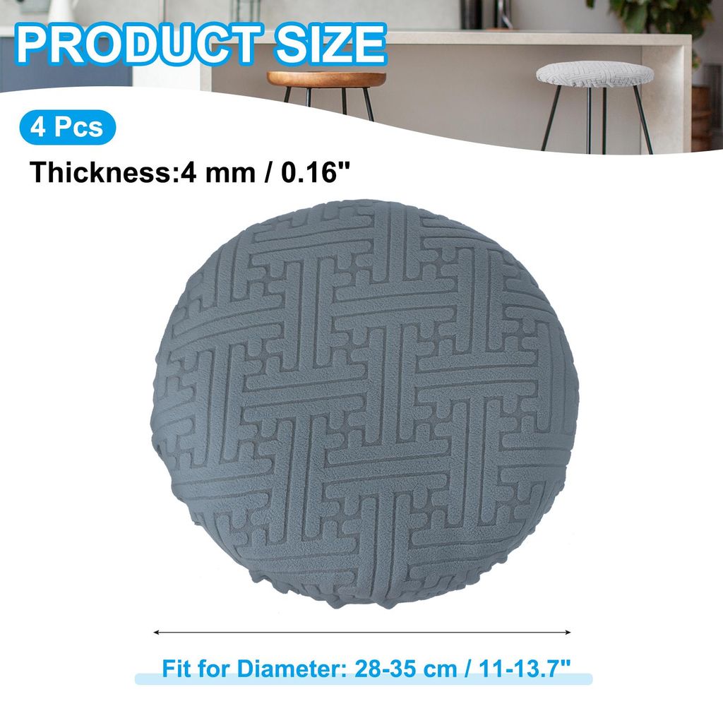 Kissenbezug Rund Hocker Bezug, Durchmesser 28-35cm, 4 Stš¹ck Elastische Barhocker Sitz Ersatz Waschbar Stuhlkissen Rund Schonbezug Dehnbar Sitzbe...