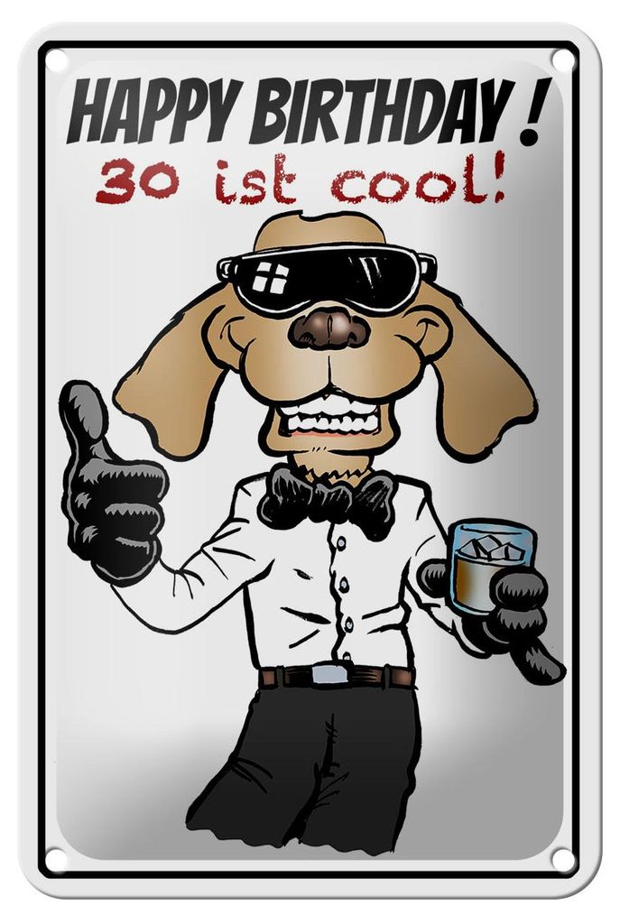 Blechschild Spruch 12x18cm Happy Birthday 30 is cool Produktbild 