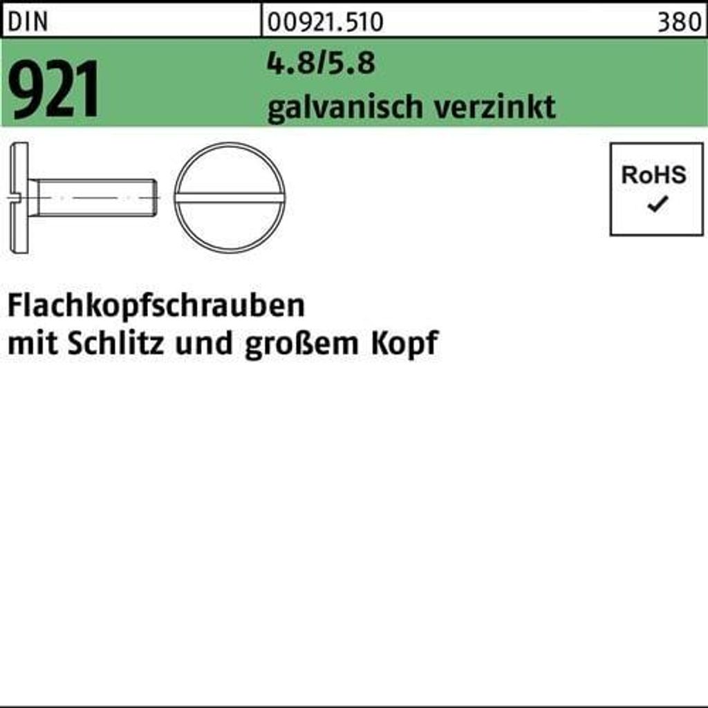 Reyher Flachkopfschrauben DIN 921 4.8/5.8 M 3x4 galv. vz (100 Stück)