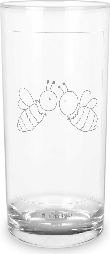 Mr. & Mrs. Panda Cocktailglas Biene Liebe 200 ml - Transparent - Geschenk, Glas, Wasserbecher, Longdrinkglas, Tumbler, Wasserglas