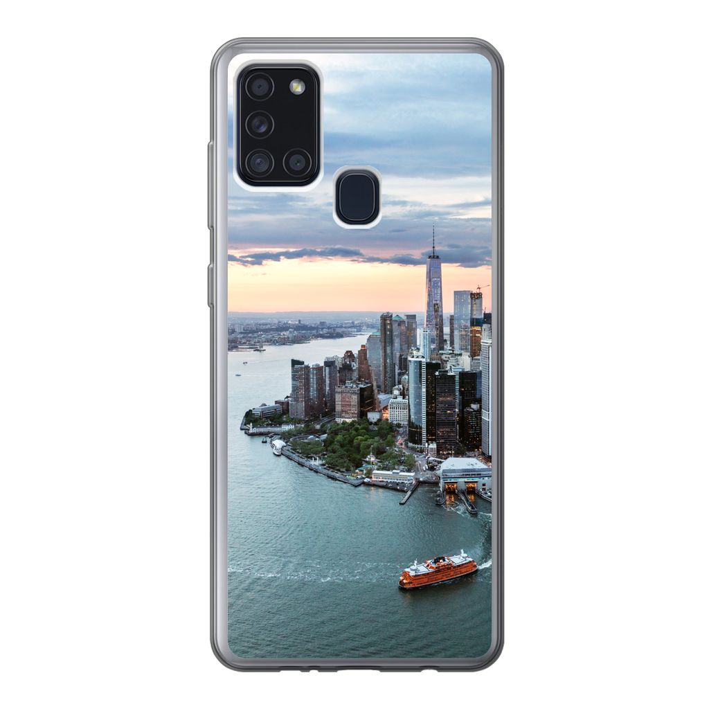 MuchoWow Handyhülle Schutzhülle Hülle für Samsung Galaxy A21s Luftaufnahme von New York Silikon Softcase Handy Hülle - Hartschale