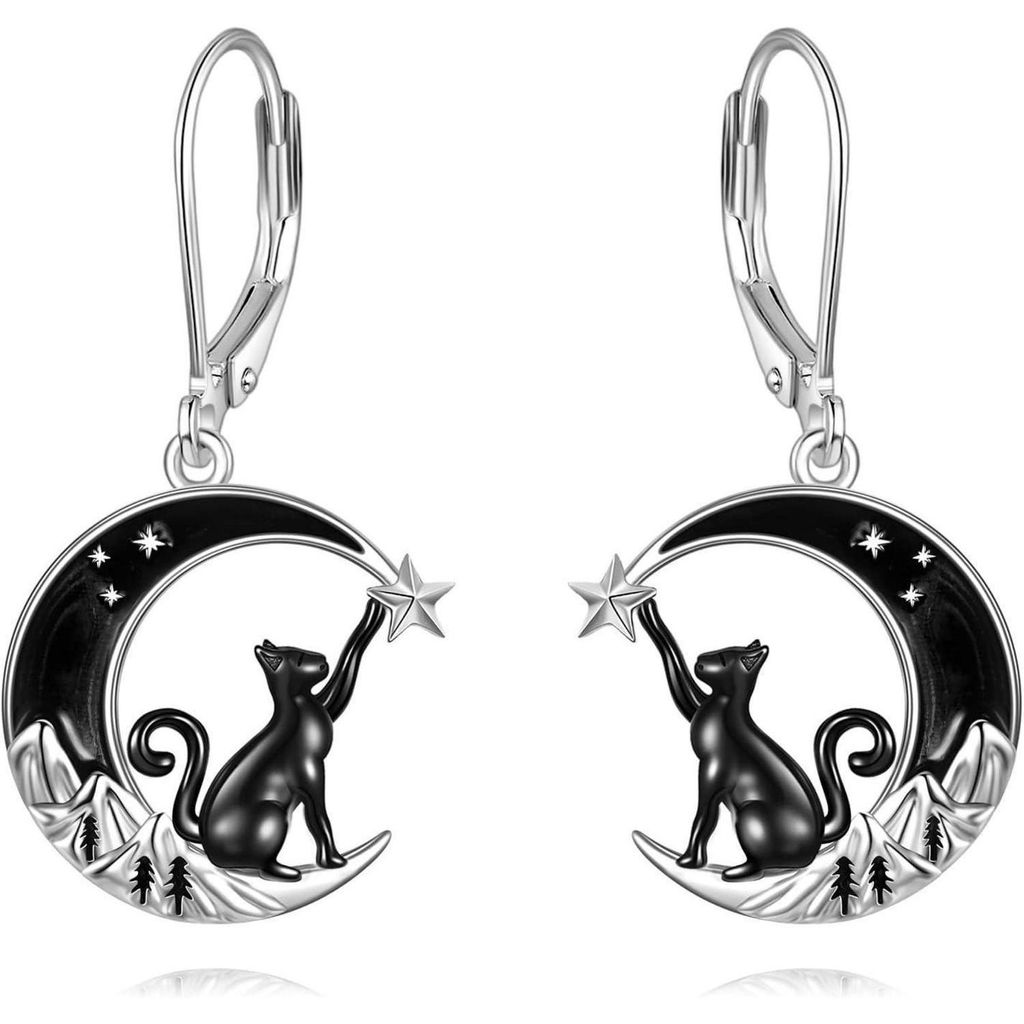 Orecchini a forma di luna pendenti, in argento sterling Immagine del prodotto 