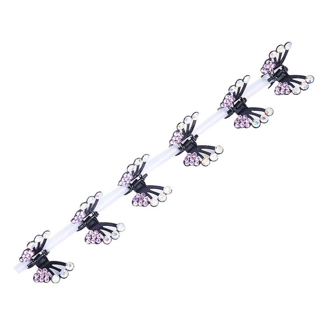 6 Stück süße Kinder Mädchen Kopfbedeckung Schmetterling Strass Mini Haarklammern Clip Klemme-Rosa