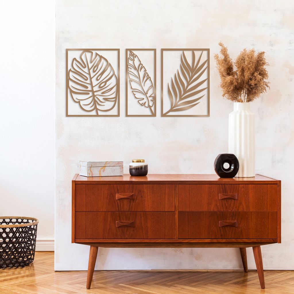 Wallity, Leaf- TNL1698, Kupfer, Sonstige Wohndekorationen, 80 x 38 cm, 100% Metall (Dicke: 1