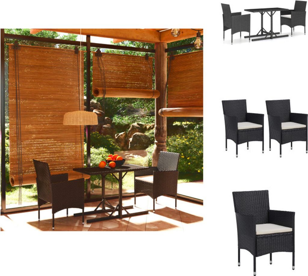 vidaXL 3-tlg. Garten-Essgruppe Schwarz - Gartenmöbel-Sets