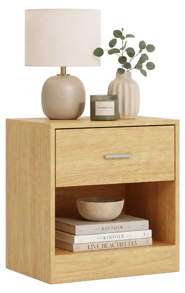 Relaxdays, table de chevet avec tiroir et étagère ouverte, Image du produit 