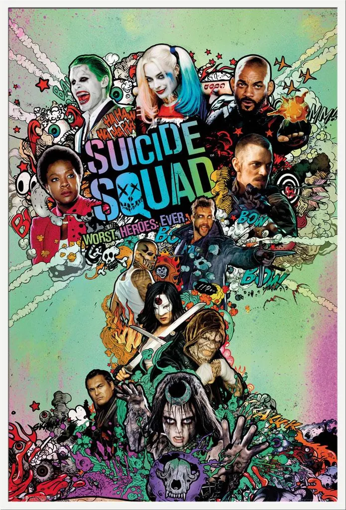 Décoration Murale Suicide Squad Encadrée Blanc pour Chambre et Salon