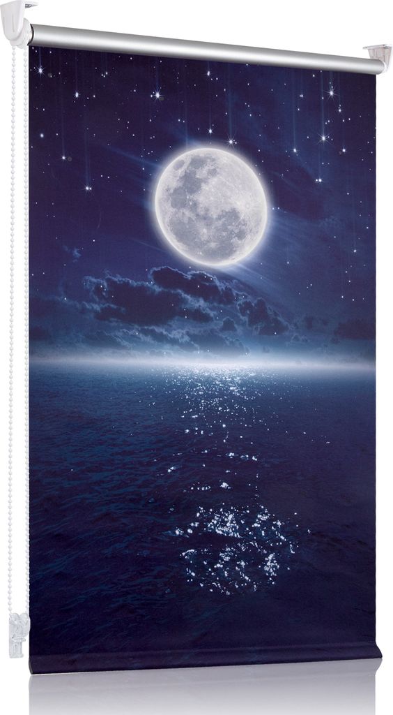 Verdunklungsrollo ohne Bohren & mit Bohren Thermorollo klemmfix Mond und Sterne Fluoreszierend 85x120cm,rollos für Fenster und Tür