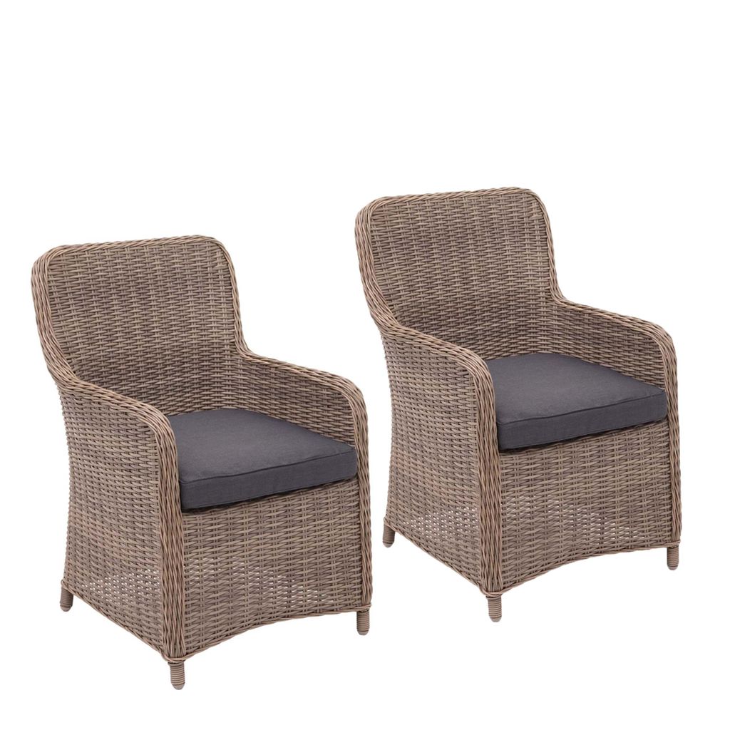 2 Stk Gartenstühle mit Kissen Poly Rattan Stühle Stuhl Essstuhl Gartenmöbel 