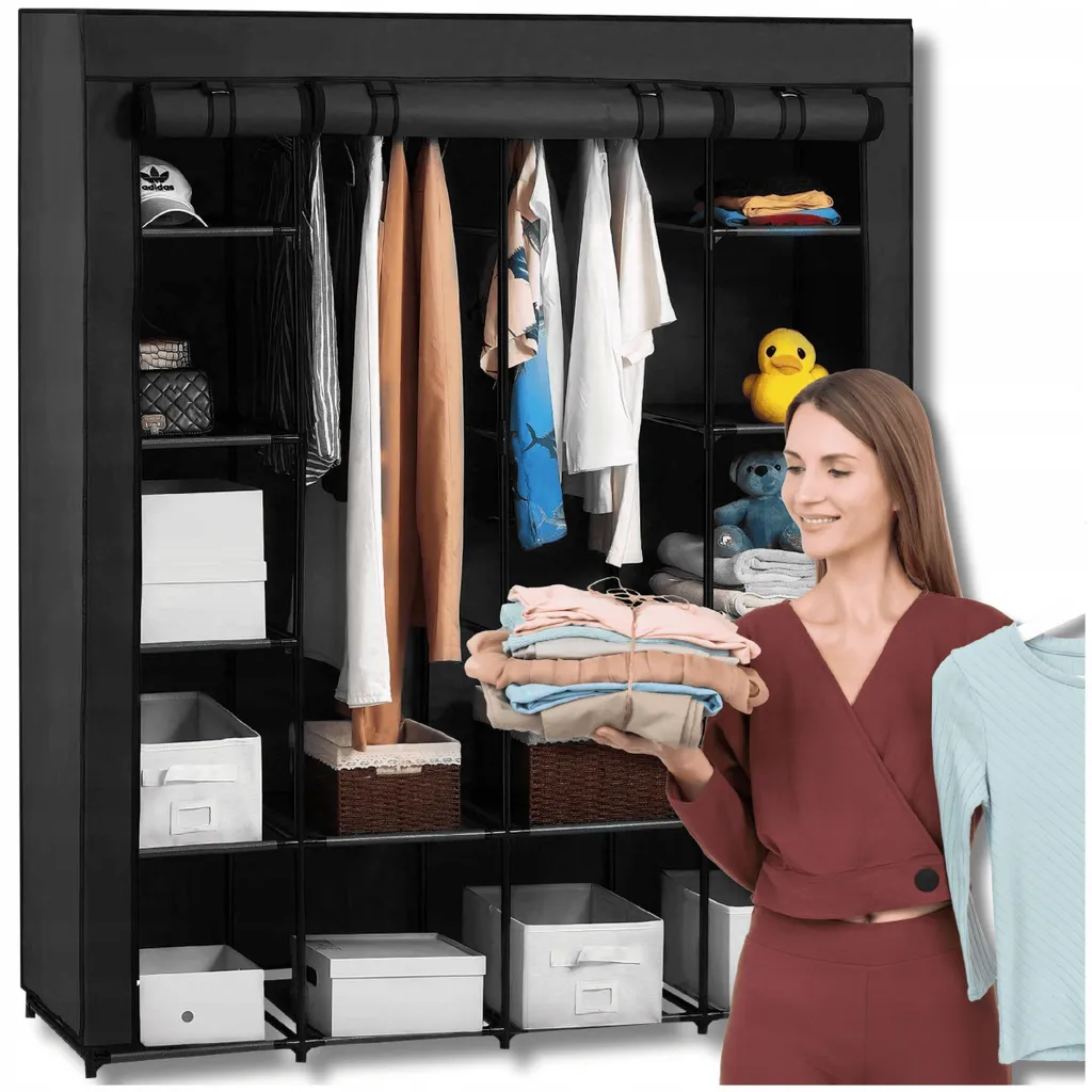 Dressing Textile XXL Gain de Place - Idéal Chambre et Studio - Noir