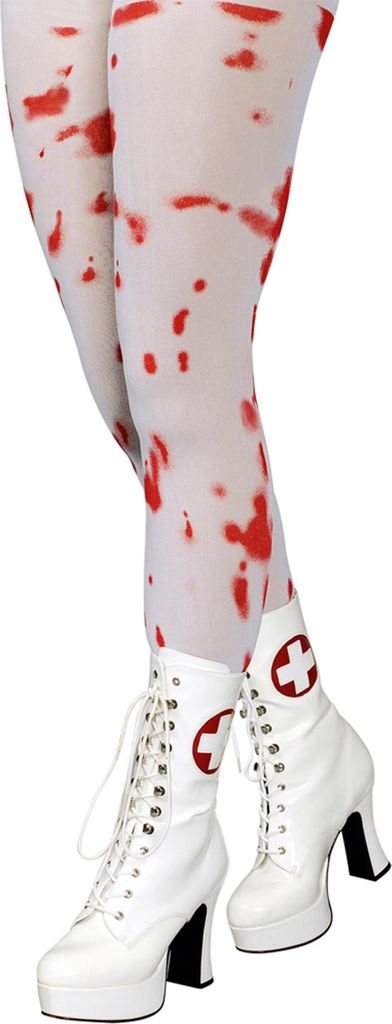 Blutige Damen Strumpfhose "Bloody" | Weiß Rot Größe: L/XL Produktbild 