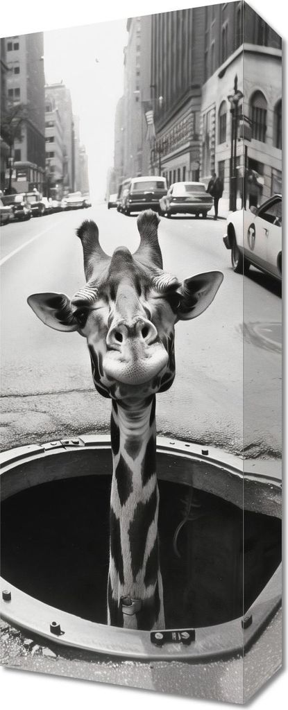 Bild 20x50cm Giraffe in der Kanalisation