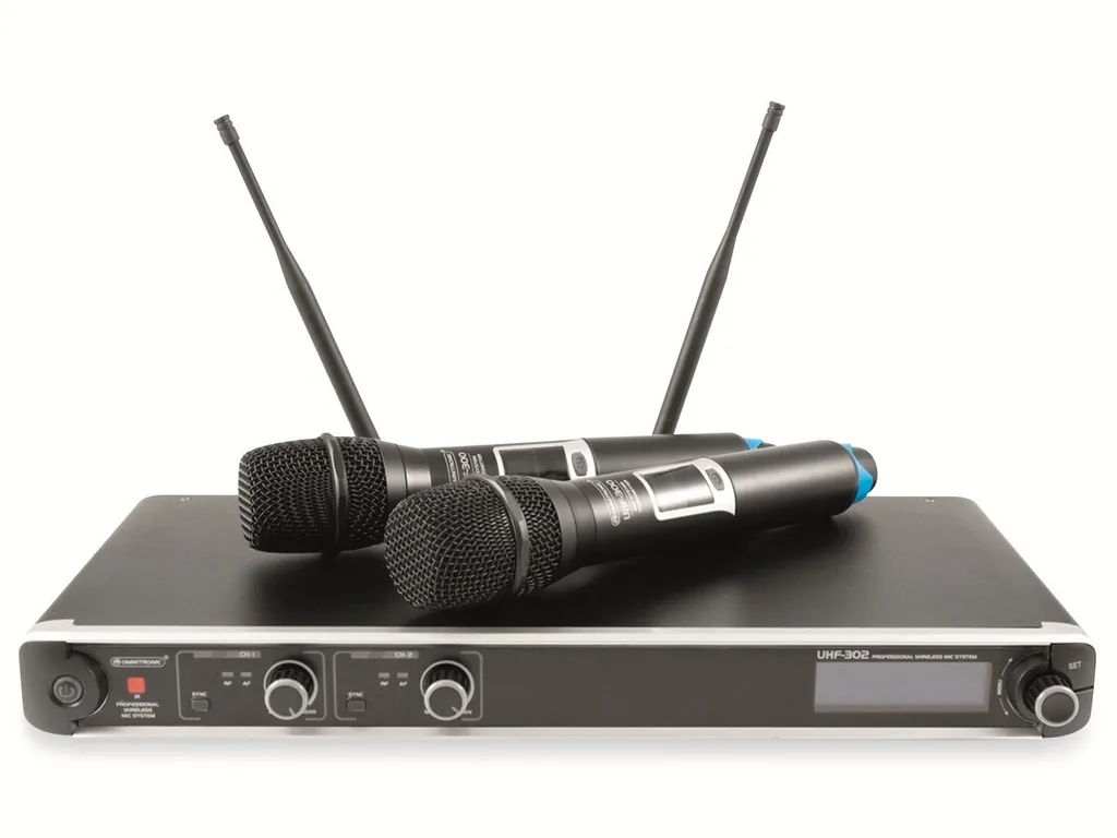 Microphones sans Fil Omnitronic UHF-302 Robustes en Boîtier Métallique