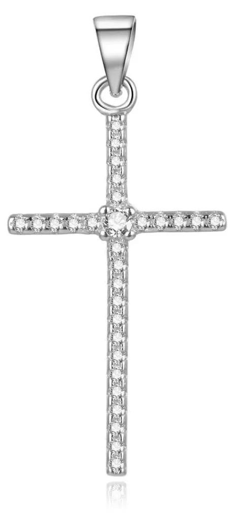 Pendentif croix en argent et zirconium pour cadeau de communion chic