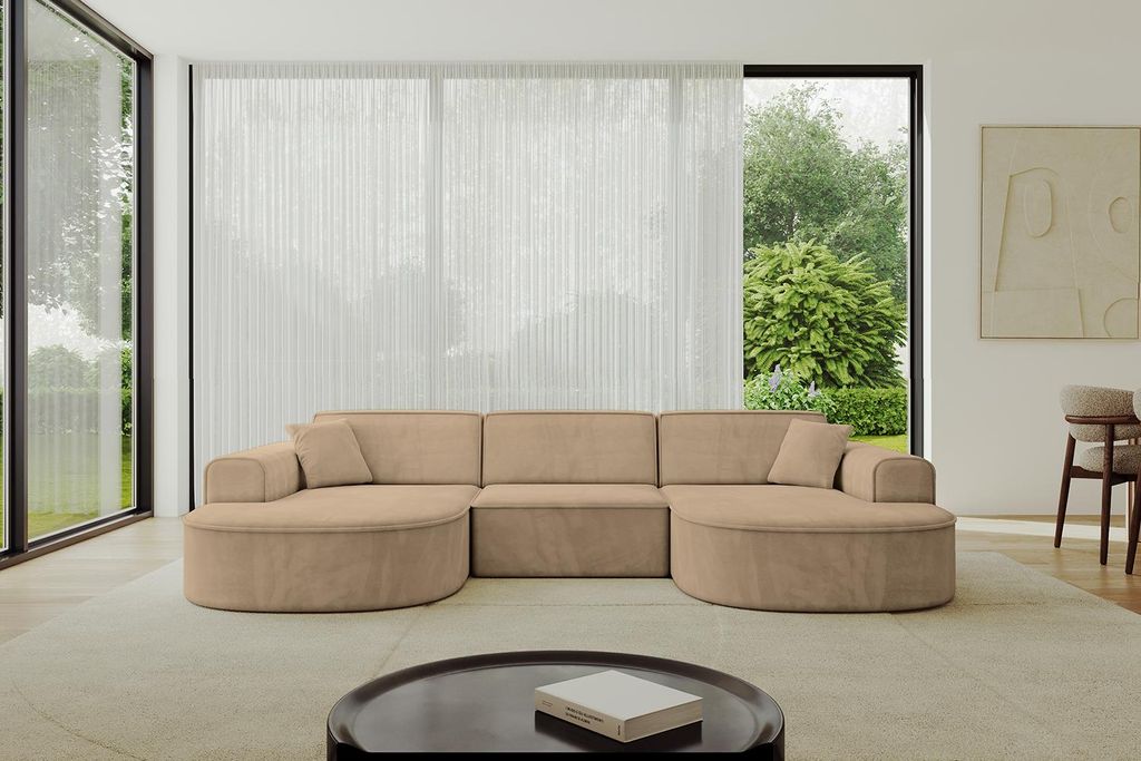 ALTDECOR Ecksofa in U-Form MARI-U1 -303x171x79,5 cm Beige - Corner Sofa Bett Eckcouch Couch L-Form Wohnlandschaft Cauchsofa